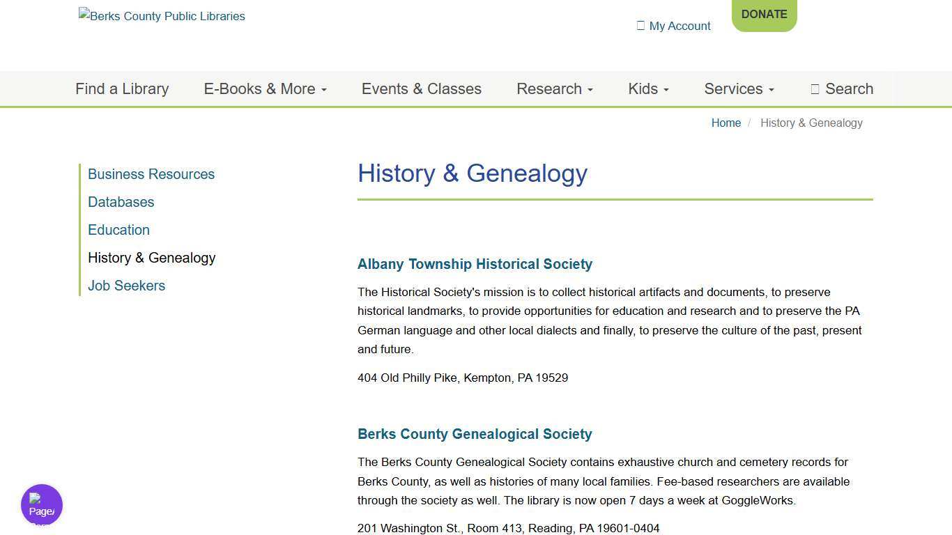History & Genealogy | Berks County Public Libraries