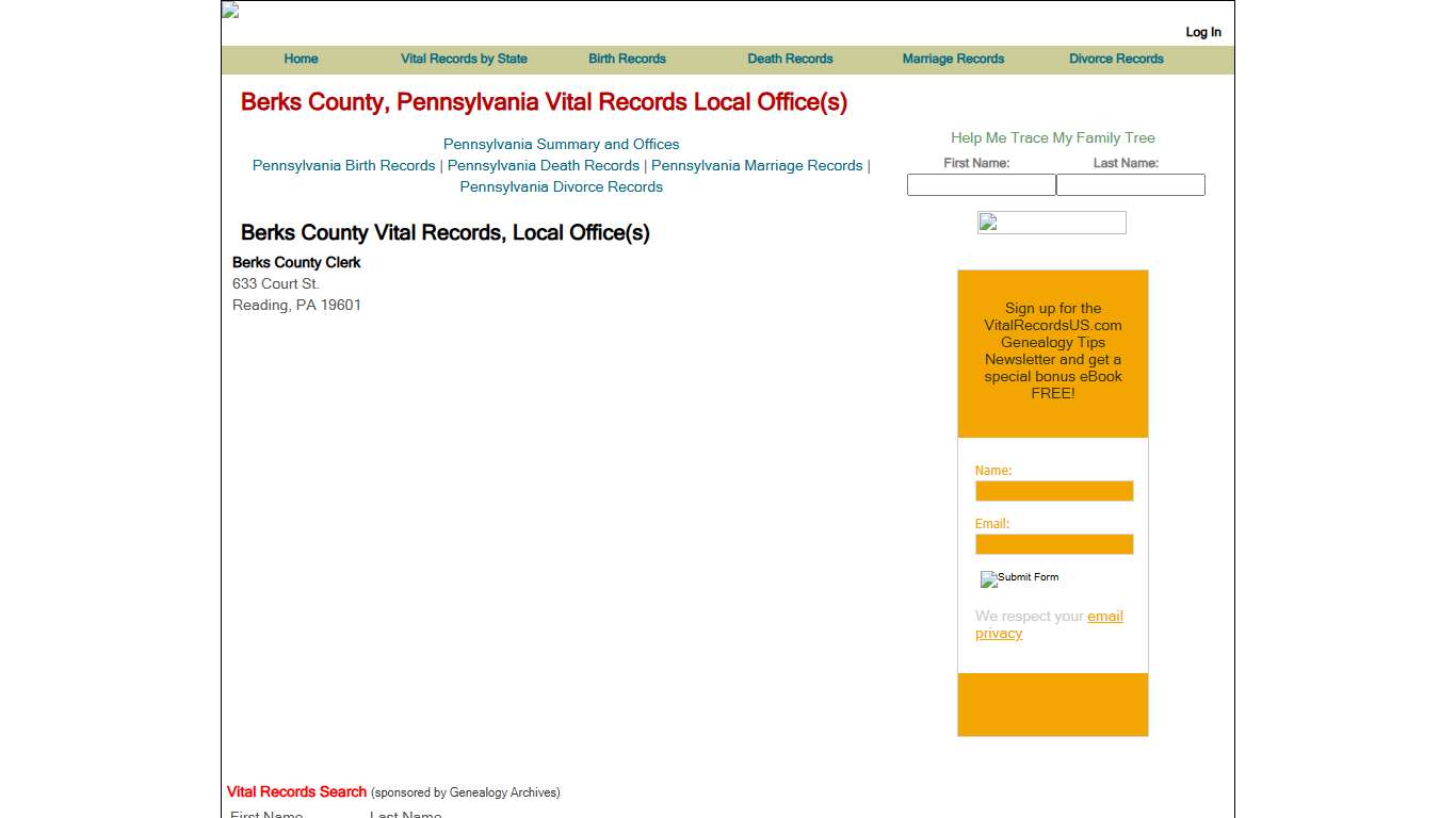 Berks County, Pennsylvania Vital Records Local Office(s) - Vital Records US